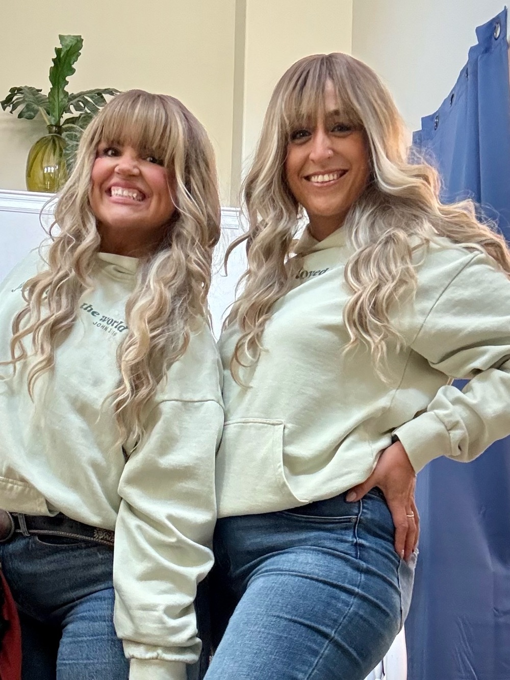 080 “the Beth” Rooted Curly Light Blonde full synthetic wig 26”